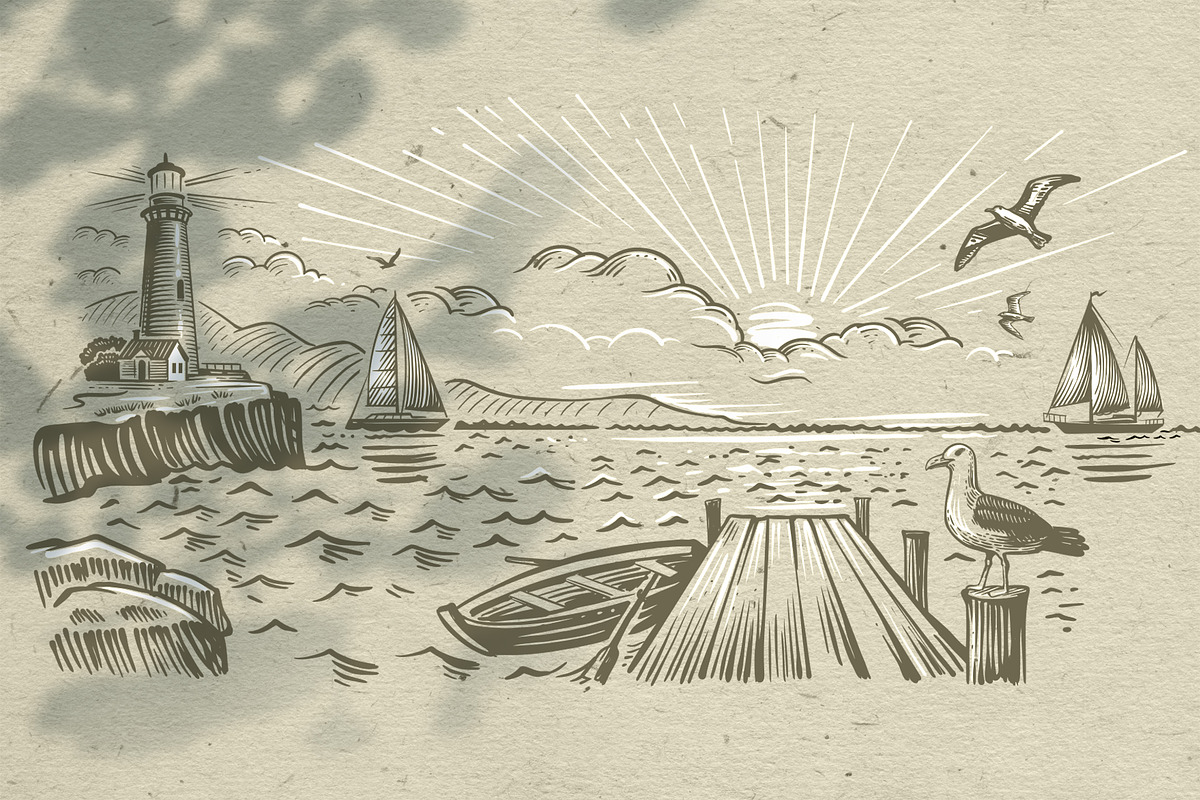 Nautical. Mockups, vector, textures., a Texture Illustration by bioraven (Photo 20 of 26)