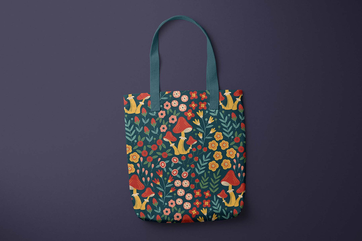 Woodland Mushrooms Seamless Pattern, a Wallpaper Graphic by Irina Ostapenko (Photo 2 of 5)