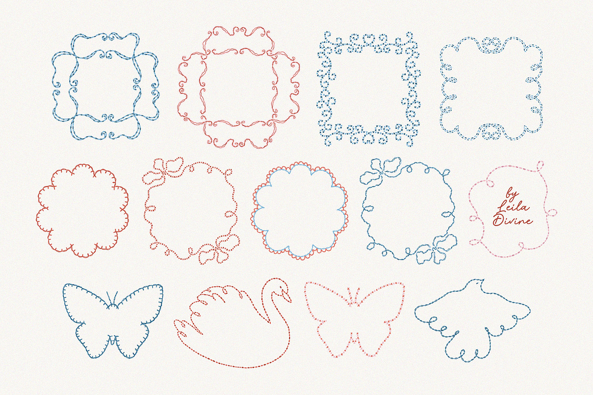 Hand Drawn Whimsy Embroidered Frames, an Object Graphic by Leila Divine (Photo 5 of 12)