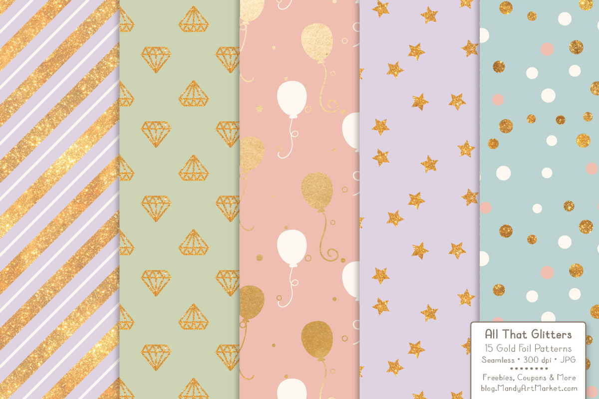 Gold Foil Digital Papers in Grandmas, a Pattern Graphic by Amanda Ilkov (Photo 2 of 4)