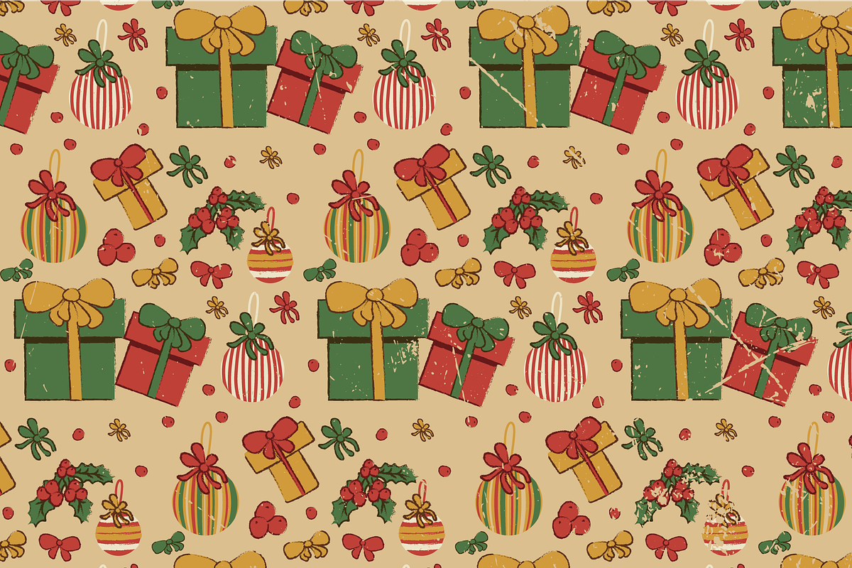 Christmas retro pattern, a Texture Illustration by JYa_Design (Photo 1 of 3)