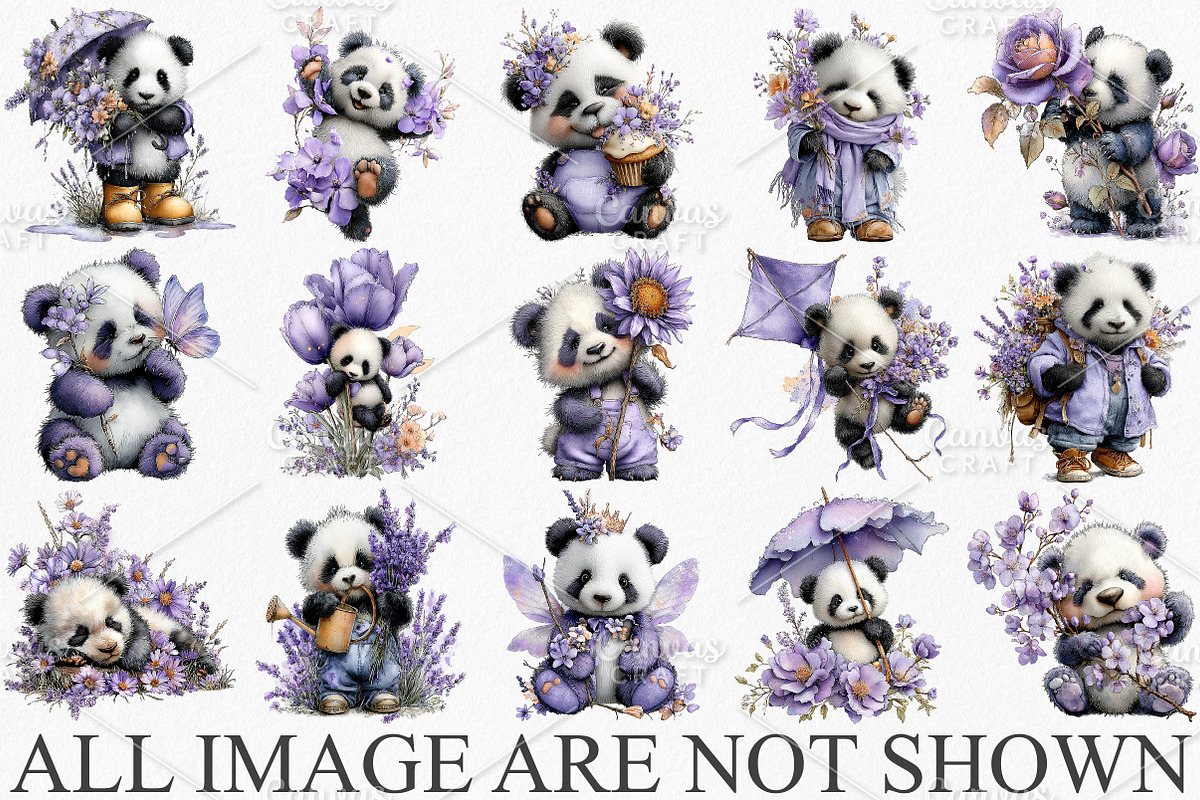Whimsical Spring Panda Clipart PNG, an Illustration by Canvas Craft (Photo 3 of 7)
