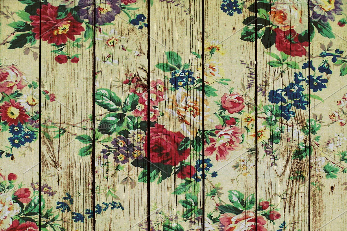 Wood floral paper,  mint floral wood, a Pattern Graphic by DidiArtWorld (Photo 3 of 3)