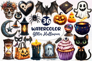 Vintage Glitter Halloween Clipart, an Icon by Dream Creation
