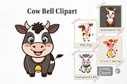 Cow with Bell Clipart, a Graphic by Artnoy (Thumbnail 1 of 5)