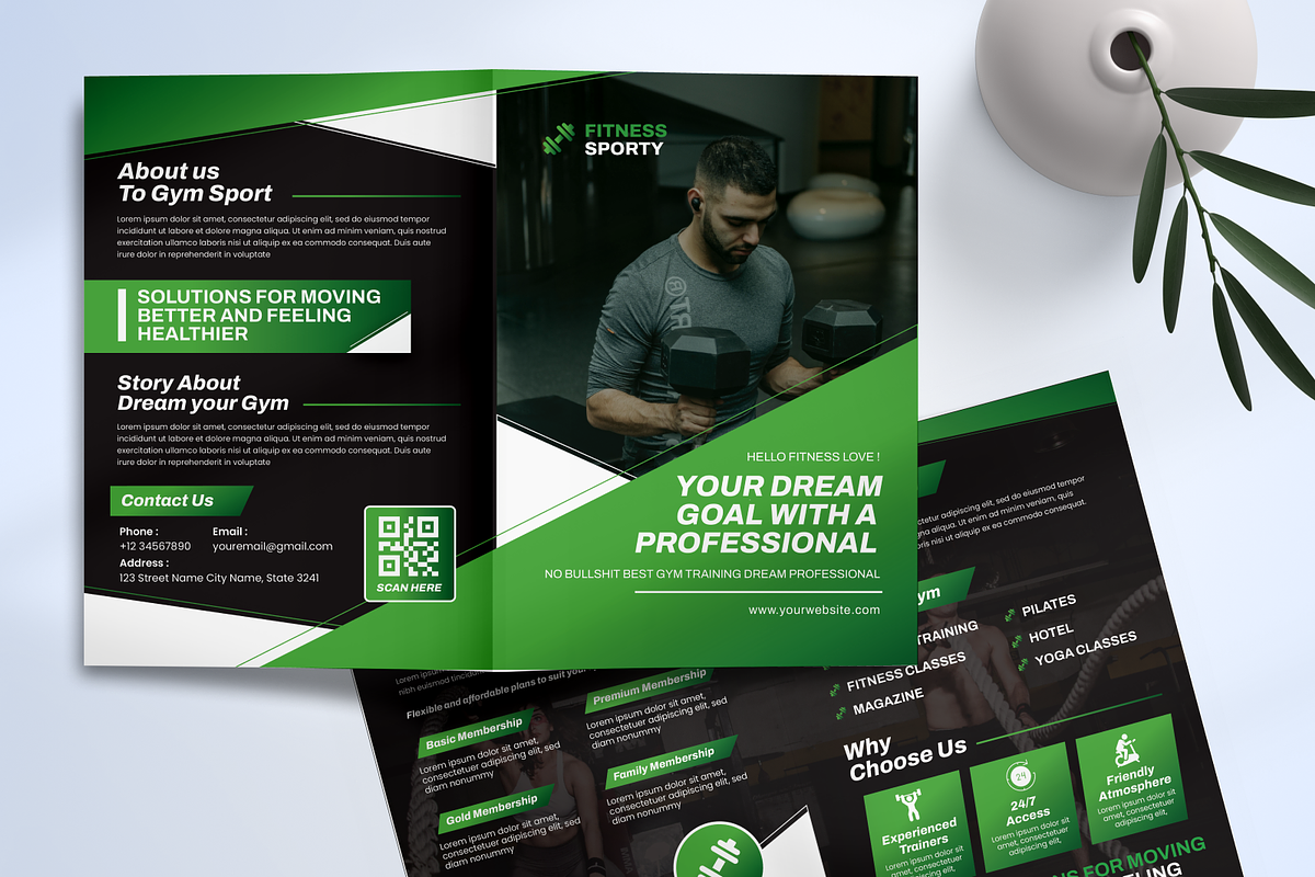 Gym Sport Bifold Brochure, a Brochure Template by SquidPixey (Photo 3 of 6)