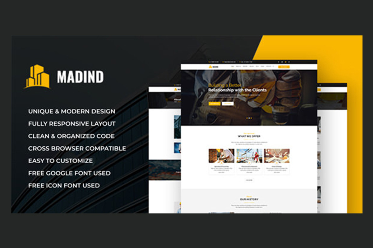 MADIND - Construction Template, a HTML Template by THESOFTKING (Photo 1 of 3)