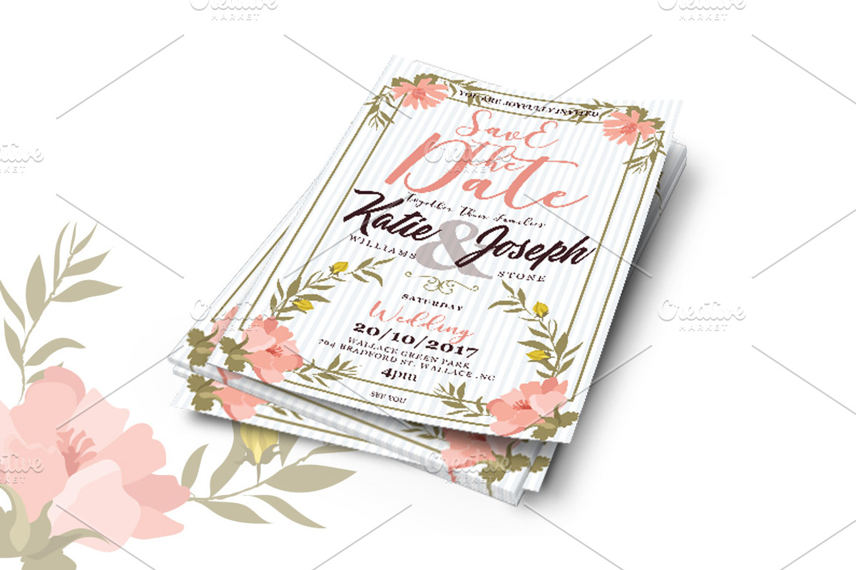 Floral Wedding Invitation, an Invitation Template by Tiaga (Photo 3 of 4)