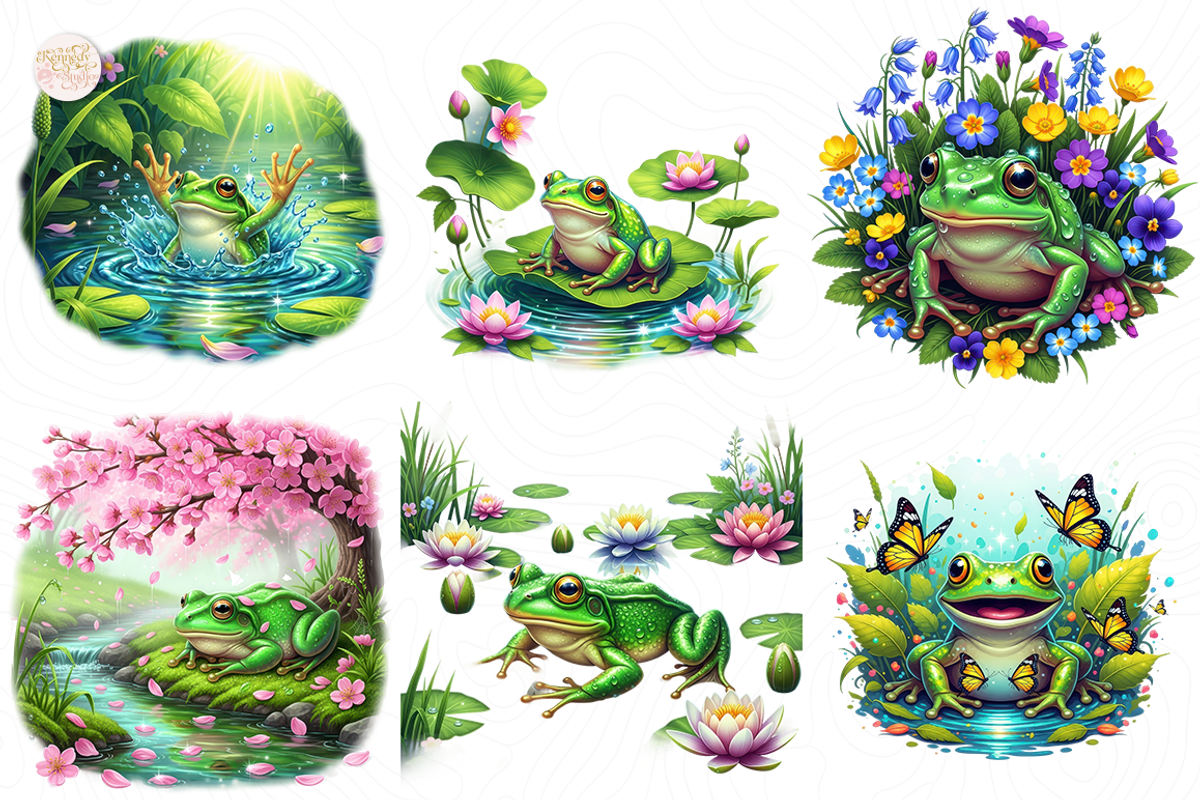 Froggy Spring Clipart PNG Cute Frog, an Animal Illustration by KennedyStudio (Photo 3 of 4)