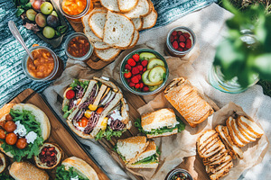 Picnic spread with tasty treats, a Photo by Pavel_design