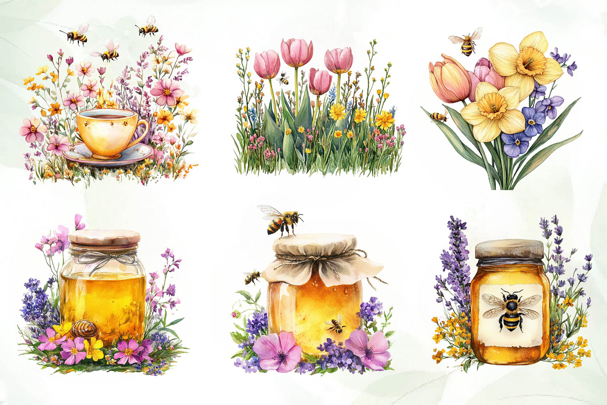 Spring Bees Clipart, an Illustration by CreationArt (Photo 4 of 5)