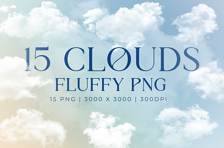 15 Fluffy Clouds Overlay, an Object Graphic by Pitchlook.Studio