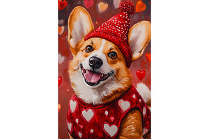 Valentine Corgi Dog Lover Wall Art, an Animal Illustration by Art Paradise Studios