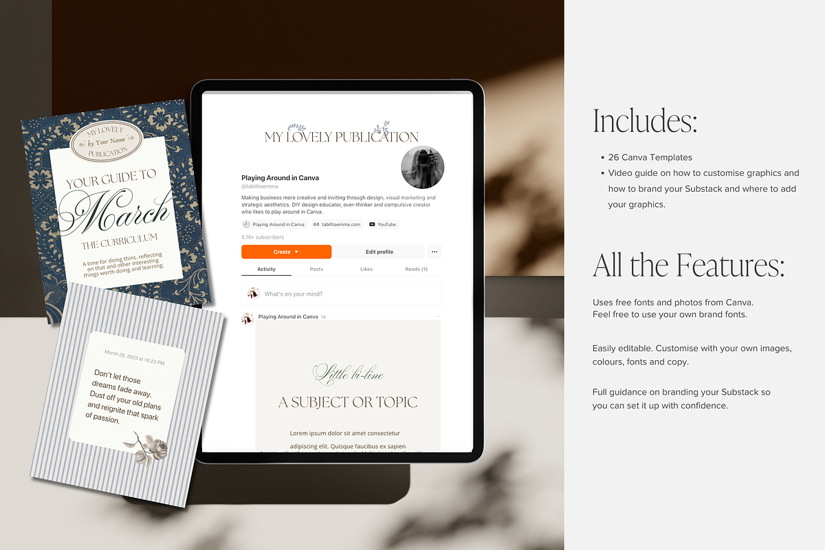 Cottage Core Substack Canva Branding, a Branding & Logo Template by Tabitha Emma (Photo 7 of 9)