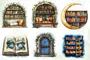 Whimsical Library Clipart, an Illustration by CreationArt (Thumbnail 3 of 5)