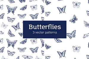 Butterflies Drawing Seamless Pattern