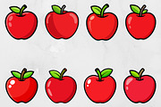 Cartoon Apple Clipart Set, a Food Illustration by newminddesign (Thumbnail 1 of 8)