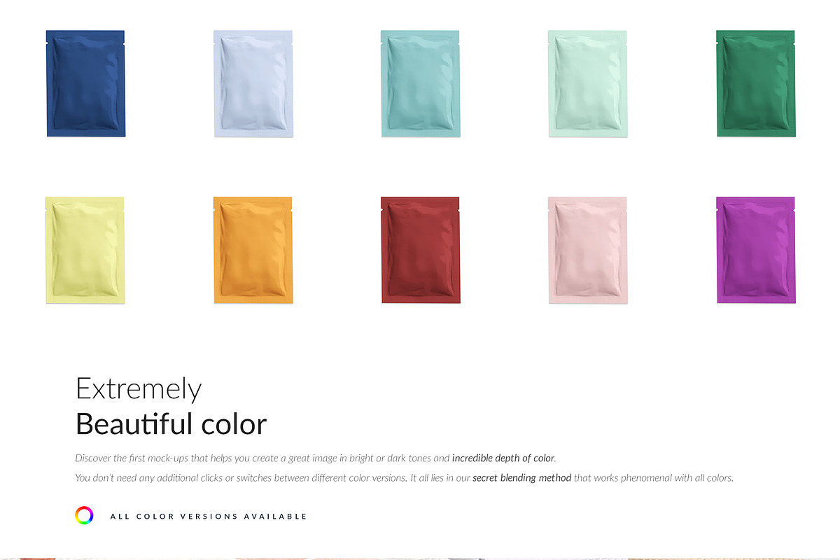 2 Types Sachet 18x Mock-ups, a Print Template by Mocca Mockups Store (Photo 5 of 6)