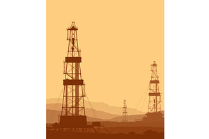 Oil and Gas Drilling Rigs Vector, an Illustration by MSA-Graphics
