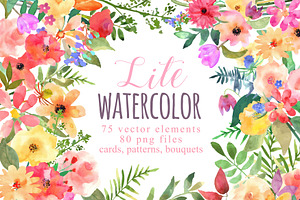 Watercolor lite flowers. EPS 10