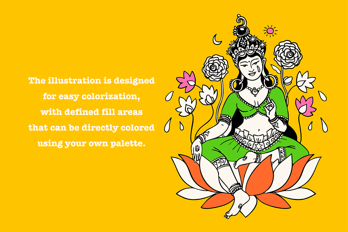 Indian Goddesses Vector Set, a Decorative Illustration by Allaxel Studio (Photo 3 of 4)