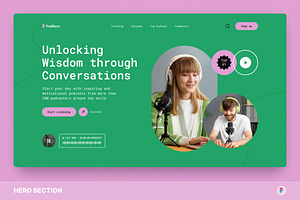 PodHour – Podcast Hero Section Figma, an UI Kit Template by Studio Delapan