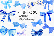 Watercolor clipart blue bows., a Decorative Illustration by Julia Bogdan (Thumbnail 1 of 3)