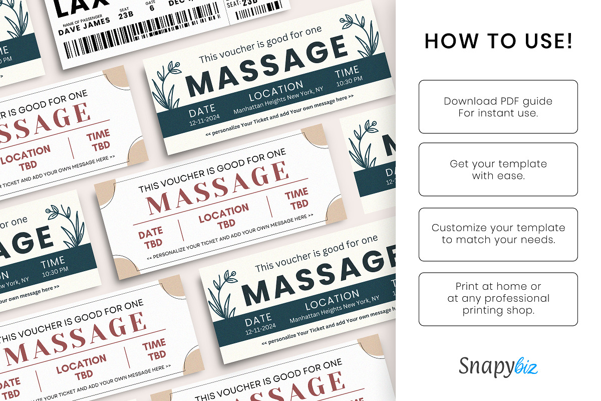 Massage Gift Certificate Canva PDF, a Card Template by Snapybiz (Photo 8 of 10)