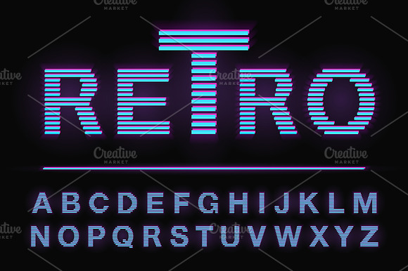80's retro neon light style font preview 5