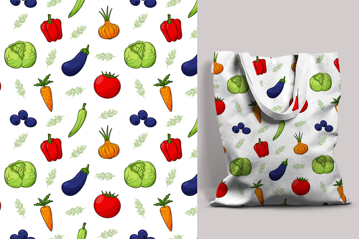 Vegetables. Cliparts and patterns, a Pattern Graphic by Valeria Soloveva (Photo 6 of 10)
