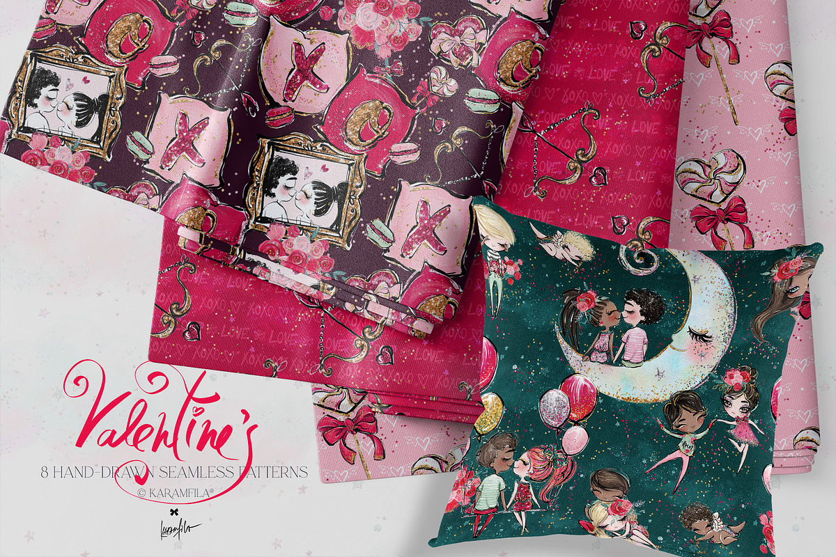 Valentine Clipart & Patterns Bundle, a Branding & Logo Template by KaramfilaS (Photo 9 of 18)