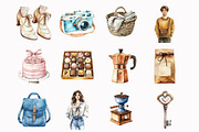 Watercolor Coffee and Denim Clipart, an Illustration by Design Market (Thumbnail 3 of 5)
