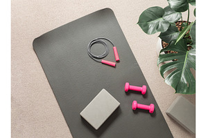 Home fitness concept. Sport mat and, a Sports & Recreation Photo by Fascinadora