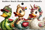 Rubber Duck Characters PNG Bundle, a Seasonal Illustration by CreationArt (Thumbnail 1 of 5)
