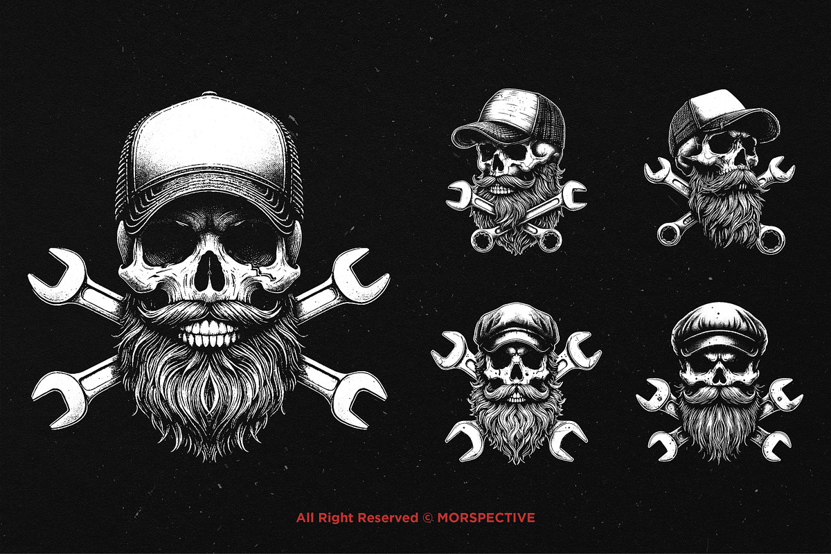 10 Bundle Dark Art Mechanic Skull, an Illustration by Morspective (Photo 3 of 7)