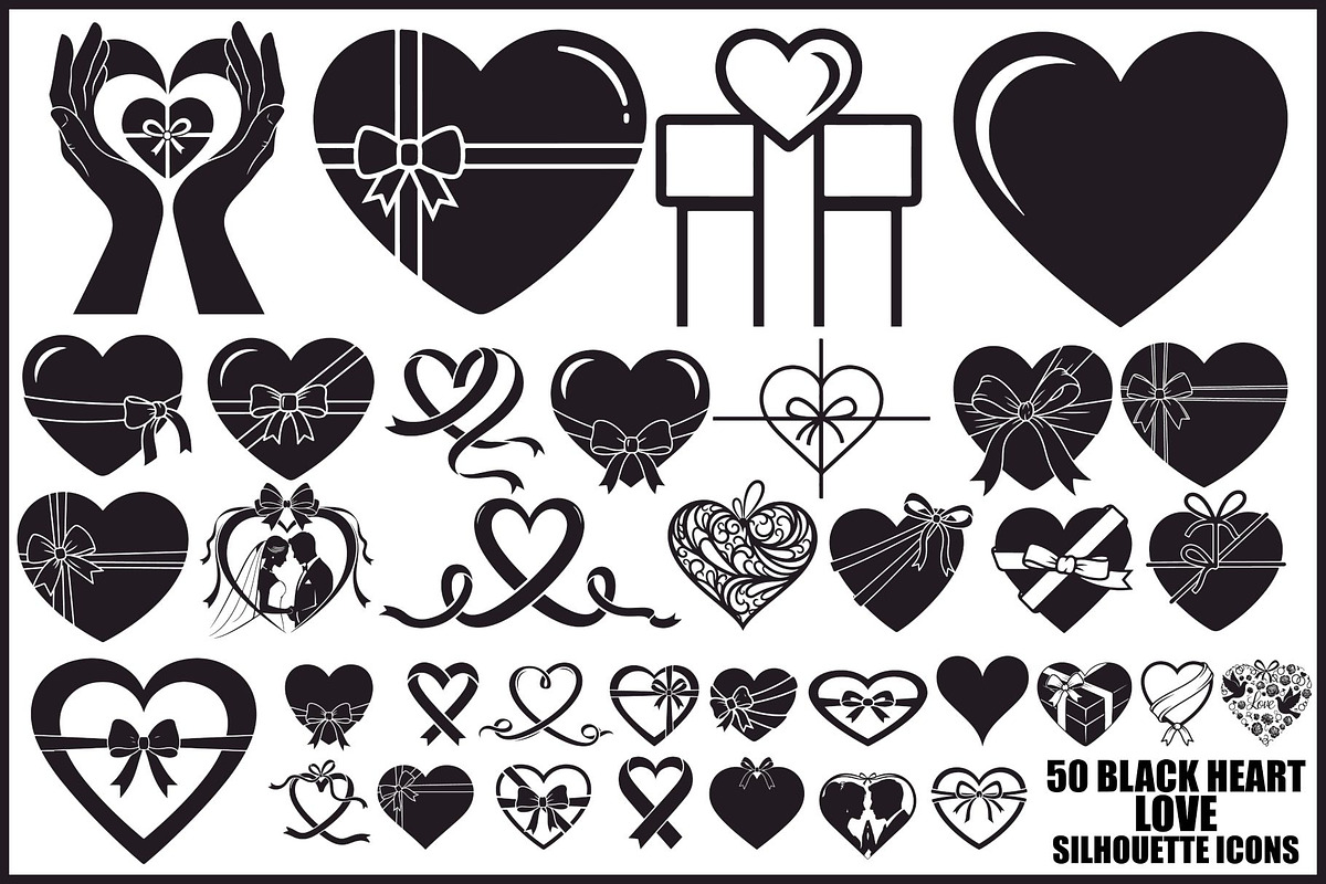 Black Heart Love Silhouette Icons Se, an Illustration by Designer_Momina (Photo 1 of 18)