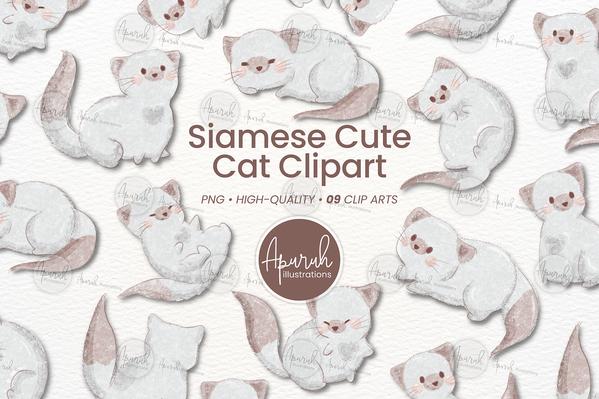 Siamese Cute Cat Clipart, an Animal Illustration by creationsbyapuruh (Photo 1 of 5)