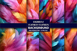 Feathery Feathers Rainbow Background