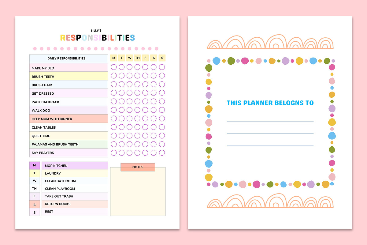 Chore chart for Kids Canva Template
