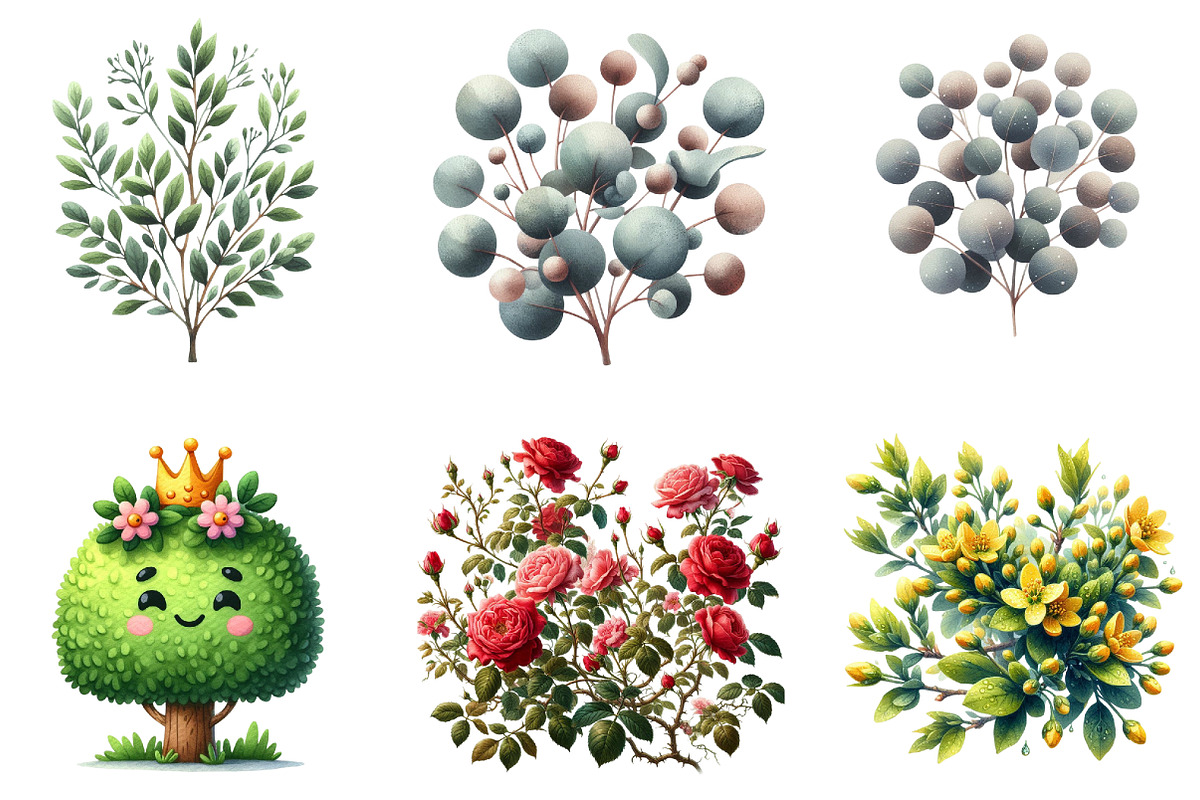Bushes Clipart Sublimation, an Illustration by DreamArtGraphic (Photo 3 of 4)