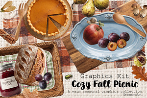 Cozy Autumn Picnic Graphics Kit, an Object Graphic by DreamoraArt