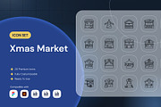 Xmas Market Icon Set, an Outline Icon by Nathaya Studio (Thumbnail 1 of 2)