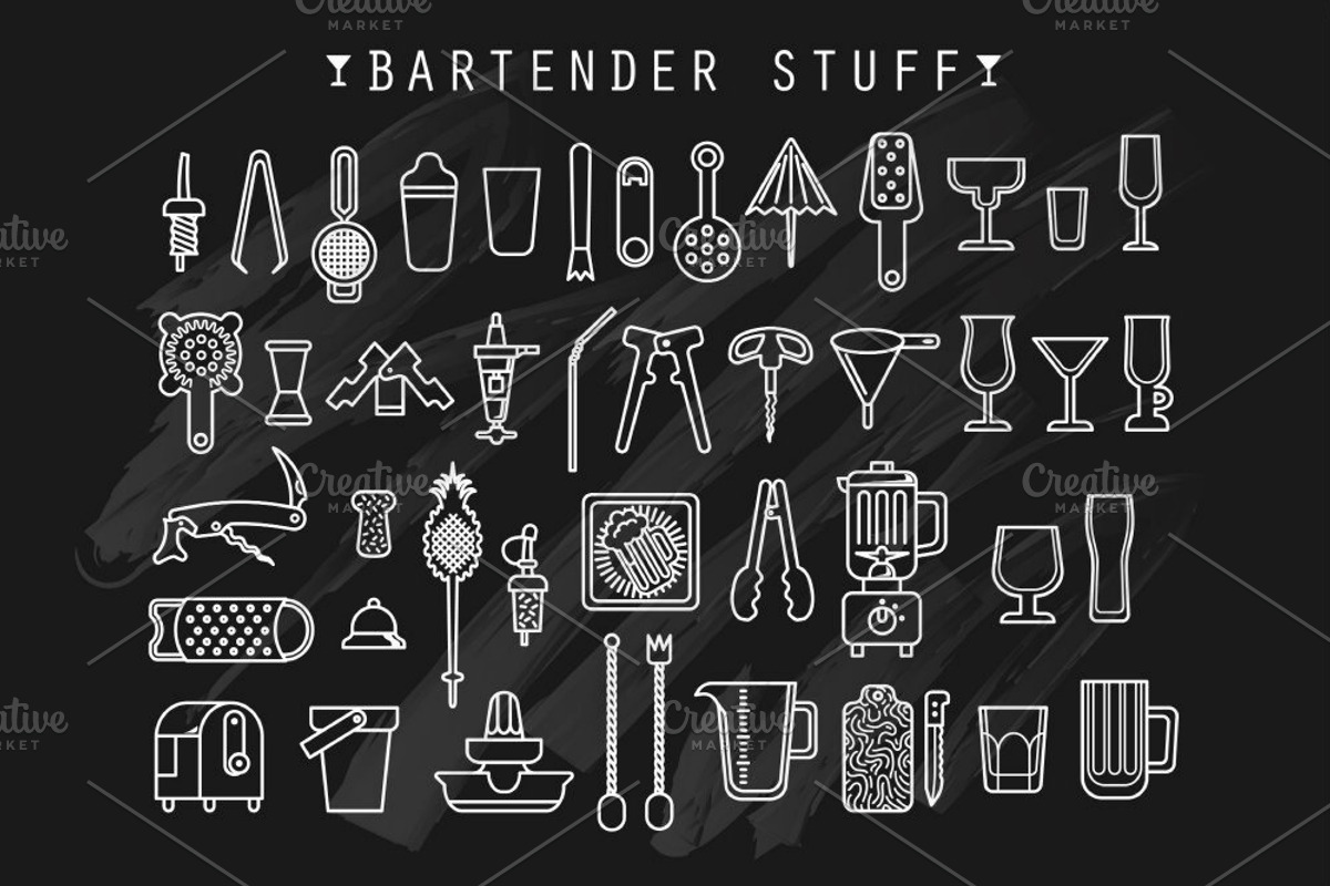 Bartender Stuff. EPS - JPEG - PNG, a Food Illustration by WINS Doodle shop (Photo 3 of 4)