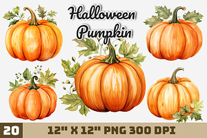 Halloween Pumpkin Watercolor