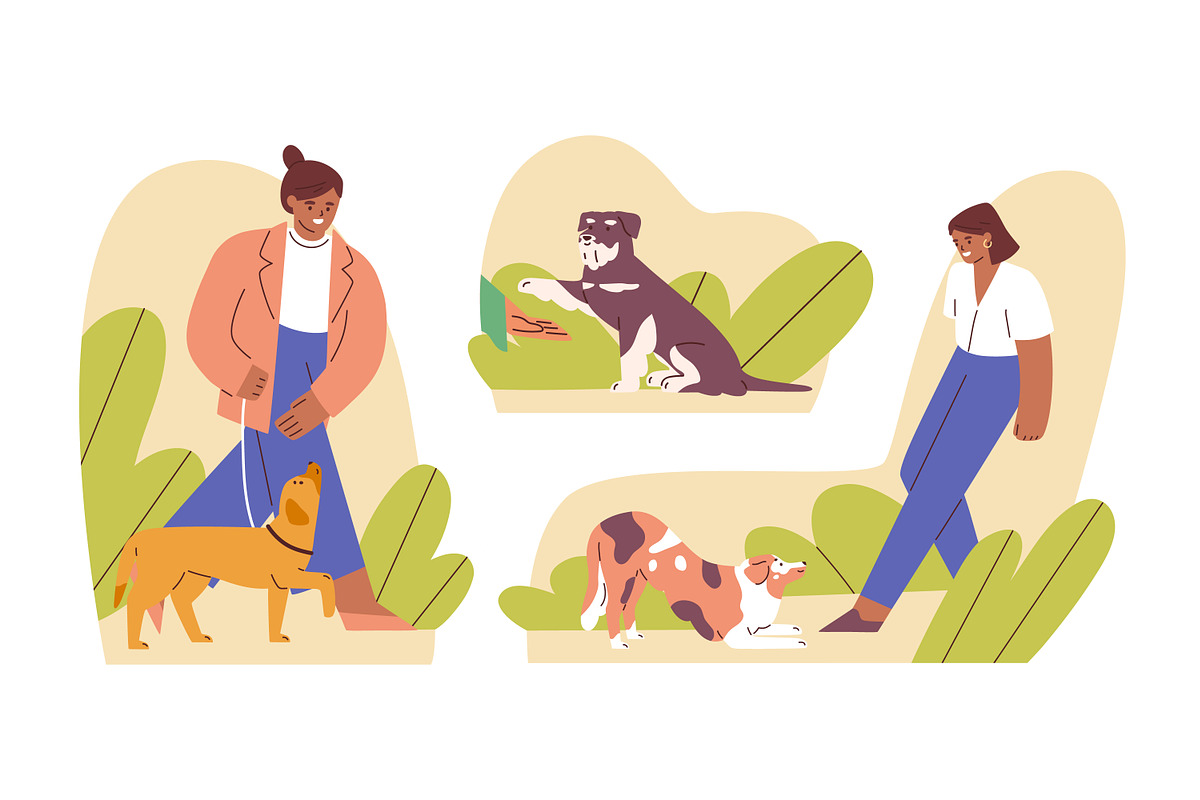 People at dog training school set, an Animal Illustration by Good Studio (Photo 3 of 3)