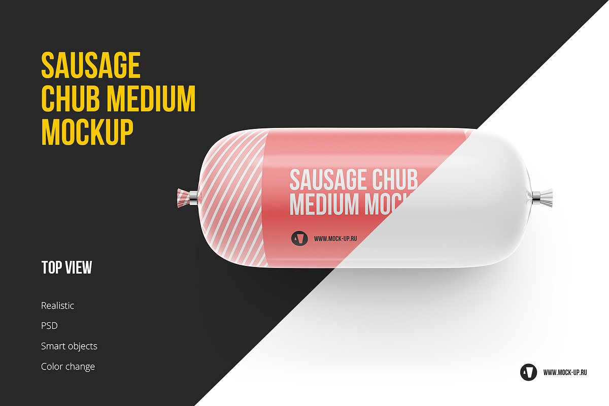 Sausage Chub Medium Mockup, a Packaging Mockup by easymock (Photo 1 of 6)