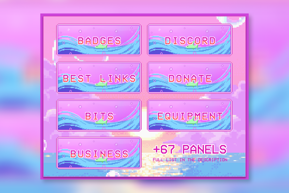 74x Ocean Pixel Panels for Twitch, an Illustration by Custom Fonts & Patterns (Photo 3 of 7)