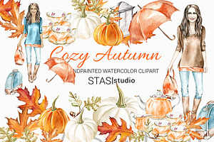 Autumn Travel Watercolor Clipart