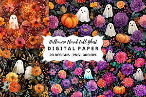 Halloween Floral Fall Ghost Images