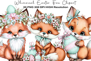 Whimsical Easter Fox Clipart, an Illustration by Black Bird Studio